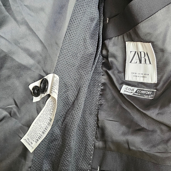 Zara Men’s Comfort Suit Jacket, Traveler Cool Comfort High IQ, Black, Size 40 - Picture 14 of 16